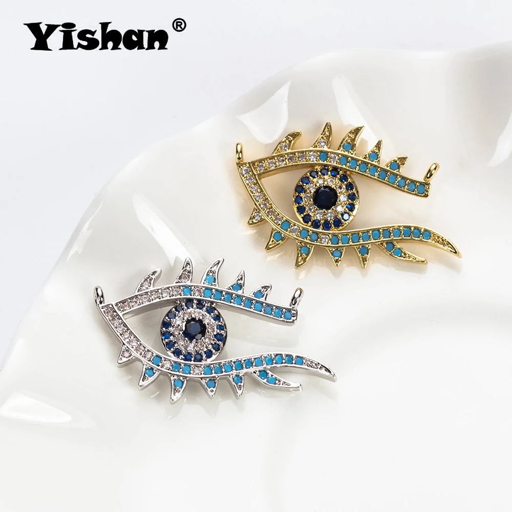 

Yishan Evil Eye Charms Pendant Cubic Zircon Gold Silver Connector For Bracelet Jewelry Finding Accessories EY5169
