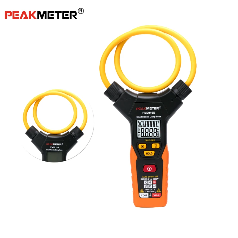 PEAKMETER PM2019S True RMS Smart AC 3000A цифровой гибкий клещи мультиметр Ручной Напряжение Ток Сопротивление Частота