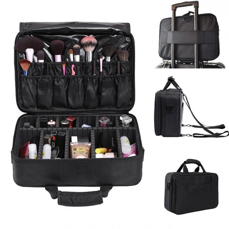 

2019 Fashion New 4 Layer Professional Partition Storage Large Makeup Box Beauty Nail Makeup Bag Professional Makeup Artist-30