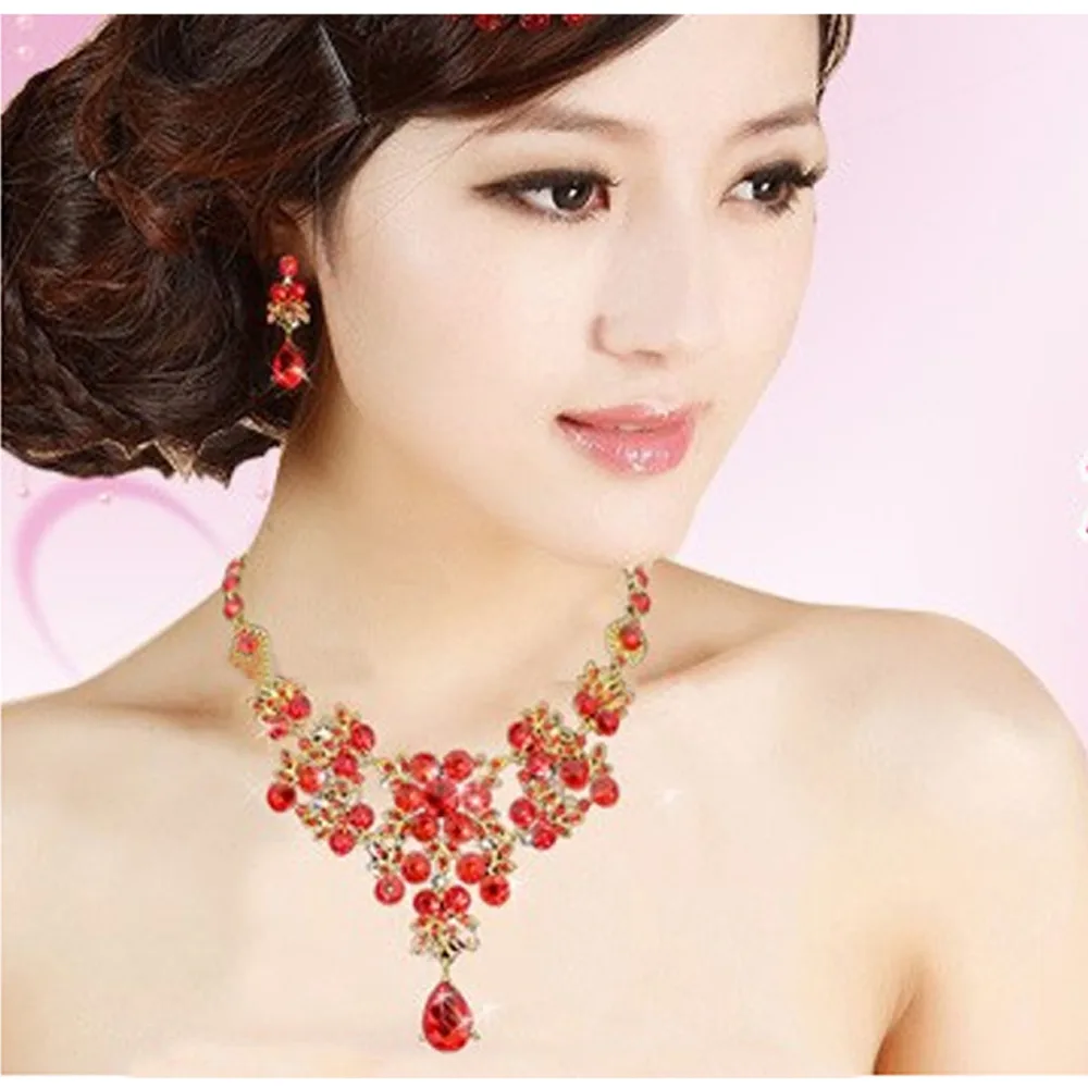 JAVRICK набор украшений свадебные стразы ожерелье серьги|set jewelry|crystal necklace earrings setnecklace