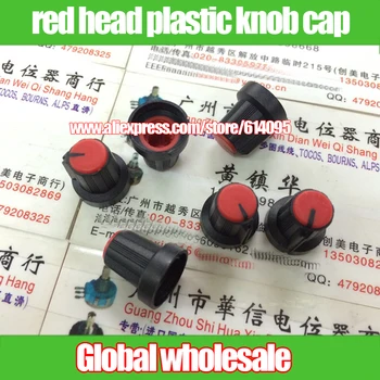 

50pcs black body red head plastic knob cap / for Plum Shaft Potentiometer Indication / Black