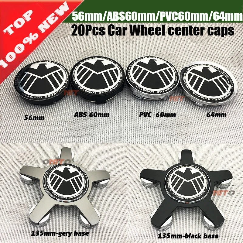 

20pcs 60mm 64mm Car Wheel Center Cap 56mm Car Refitting Emblem Badge Wheels Cover Hub Caps For Agents of eagle logo car styling