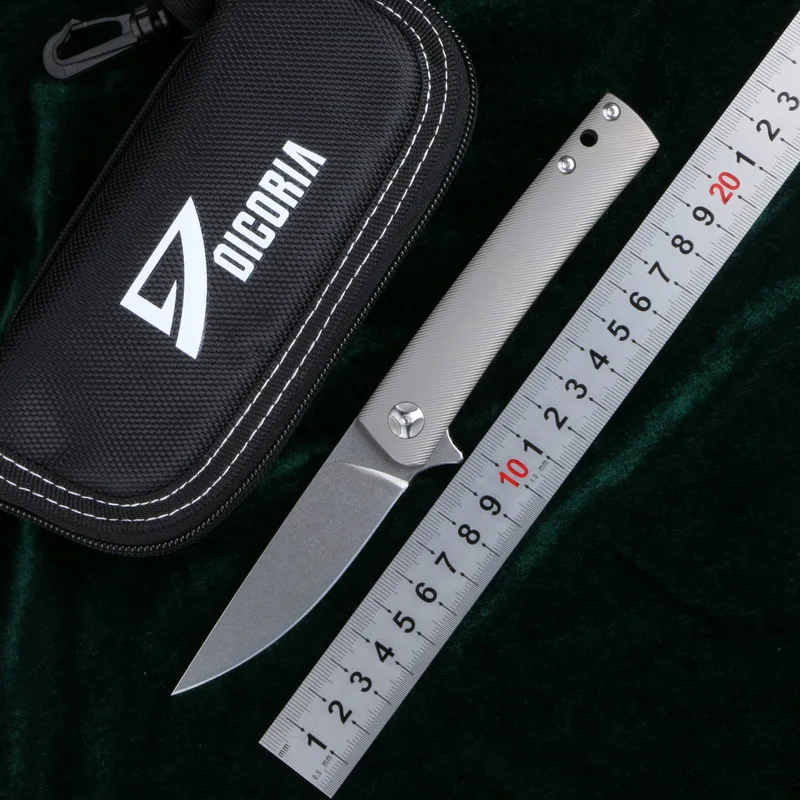 

DICORIA perfect lines 9cr18mov blade Titanium handle Flipper folding knife Outdoor camp hunting Survival pocket knives EDC tools