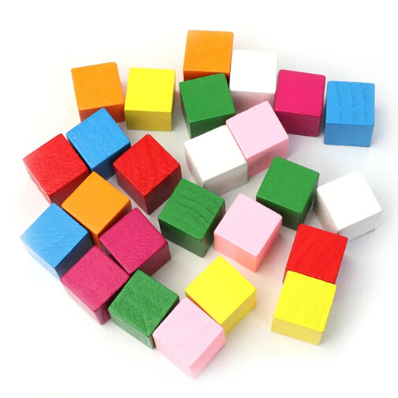 

1 Bag Mixed color Wooden Cubes Square Blocks Craft Decoration Embellishments DIY