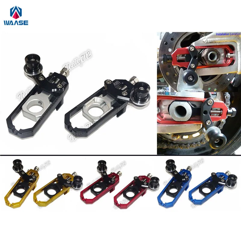 

waase For APRILIA Tuono V4 R V4R 1000 APRC 2012 2013 2014 Motorcycle CNC Aluminum Chain Adjusters with Spool Tensioners Catena