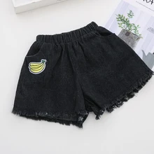 Летние Стильные джинсовые шорты для маленьких девочек Новая детская модная джинсовая короткая одежда с цветочной вышивкой эластичная резинка на талии XL388