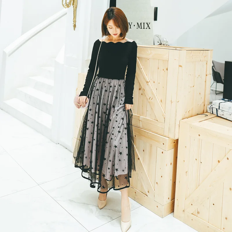 

2019 New Arrival Fashion High Quality Women Large Long Sleeve Casual Mid-calf Spring Summer Dress Plus Size L XL 2XL 3XL4XL 5XL