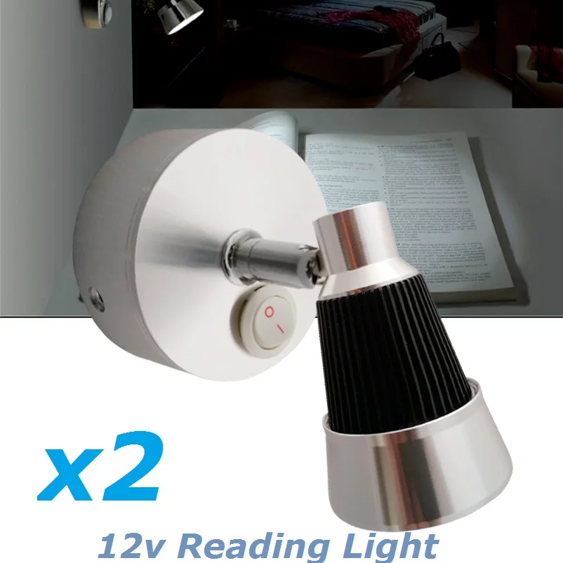 2X12VDC LED Rotate Reading Light Cool Warm White Bedside Swivel Wall Mount Lights Book interior font