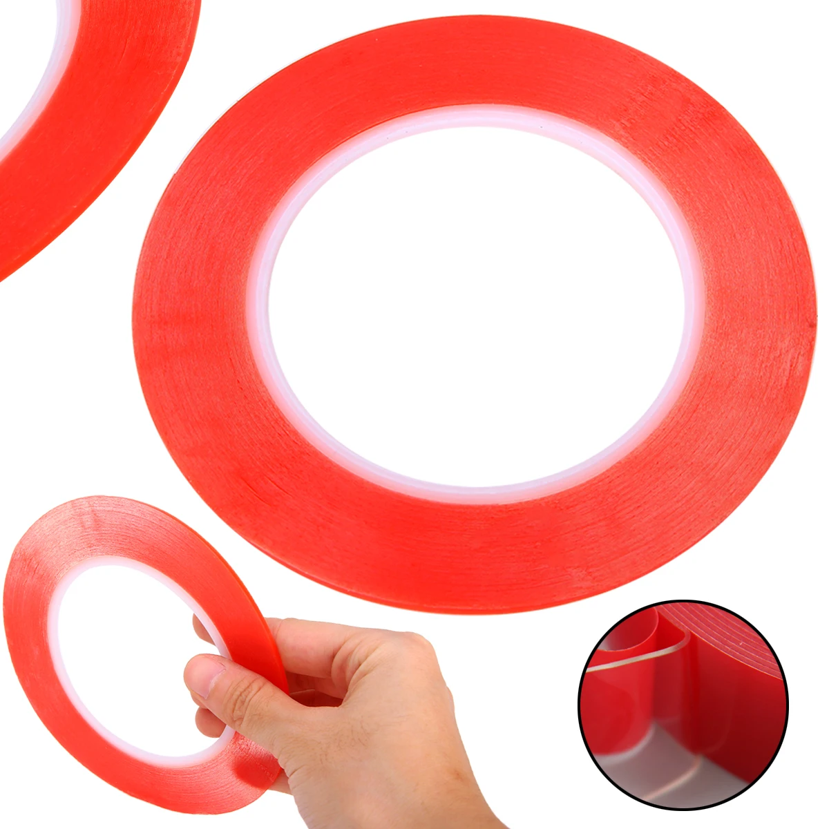 2/3/5/8/10mm Red Film Double Side Sticky Adhesive 25M Acrylic Transparent Adhesive Tape For LCD Screen/Flex Cable Repair