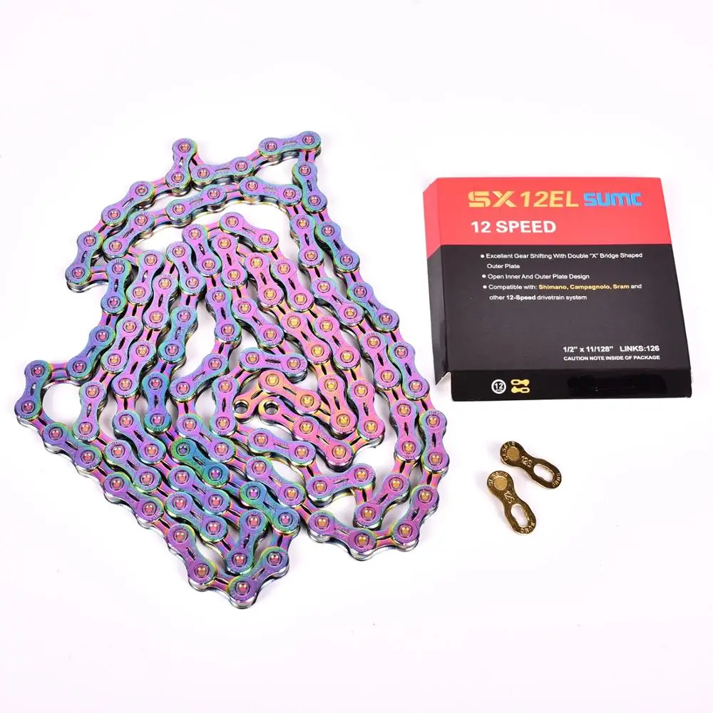 Perfect SUMC 9 10 11 12 speed Bicycle Rainbow Chain Colorful MTB Mountain Road Bike Shifting Chain With Missinglink For Shimano Sram 10