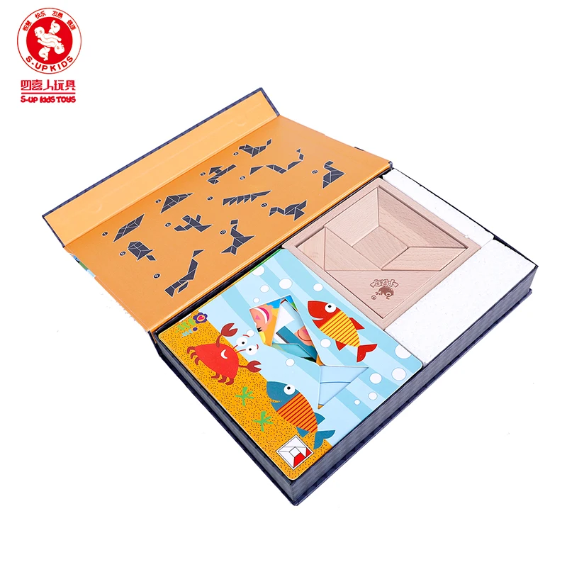 Креативные обучающие Игрушки tangram деревянные детские паззлы игрушки для детей