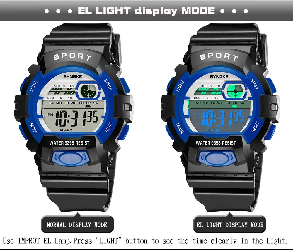 SYNOKE Дети Мальчики студенческие спортивные часы светодиодная цифровая электронная часы для наручные часы для девочек Рождественский