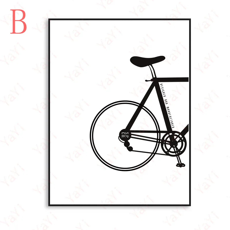 Haochu جديد هدية أبيض وأسود شحن الدراجة مكتب منزل الديكور قماش اللوحة غرفة المعيشة أريكة خلفية ملصق صورة