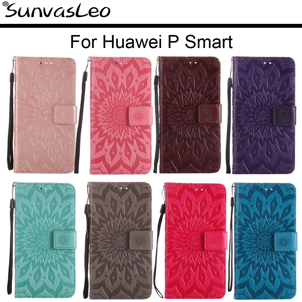 

For Huawei P Smart / Enjoy 7s Flip Leather Case Embossing Wallet Cover Skin Shell Stander Holder Fundas Capa with Card Slots