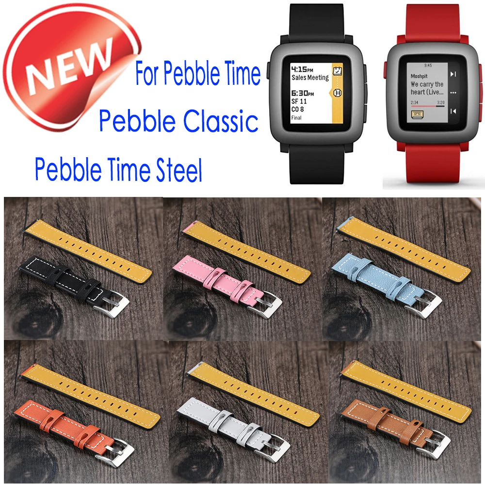 22 мм быстросъемные ремешки для часов с кожаными ремешками Сменные Смарт-часы для фитнеса с нержавеющей рамкой для Pebble time