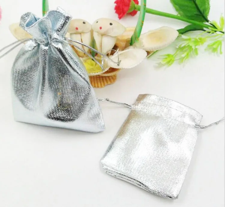 

11*16cm 200pcs Handmade Silver Drawstring Bags For Wedding/Party/Gift/bracelets/necklace Pouches Jewelry Packaging Display Bags