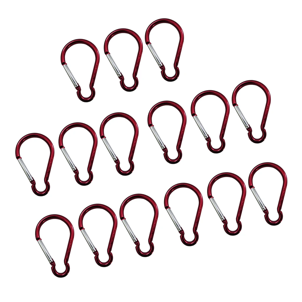 MagiDeal 15pcs Multiuse Camping Keychain Carabiner Key Holder Sports Backpack Buckle Aluminum Keychain Carabiner