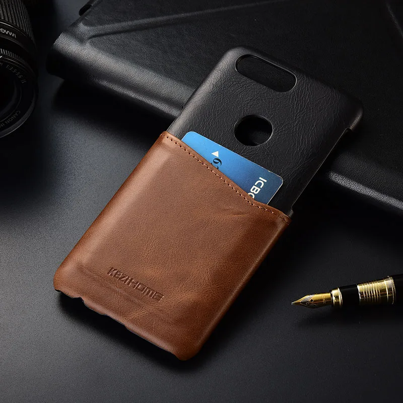 

Case for OnePlus 5T 5 T KEZiHOME Two Colors Genuine Leather Hard Back Cover For OnePlus 5T with Card Pocket