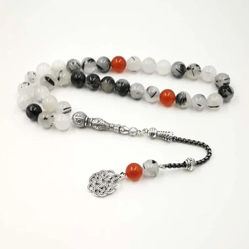 

Natural Quartz with agates Tasbih Valuable gfit For Ramadan Tesbih 33 66 99 Muslim misbaha Man's bracelets 2019 luxurious Rosary