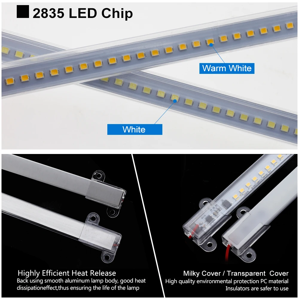 5 шт./лот светодиодный барный свет AC220V 2835 SMD светодиодный светильник 50 см 72 светодиодный s молочный/прозрачный чехол высокая яркость кухонная лампа для шкафа