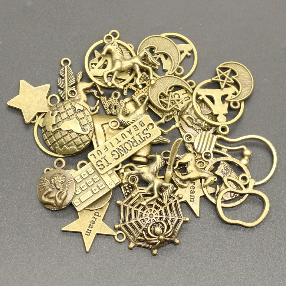 

New Hot Sale 100g (50~80pcs)Charms Random Mix Styles handmade Craft DIY Jewelry Pendant fit,Vintage Tibetan Bronze Silver Making