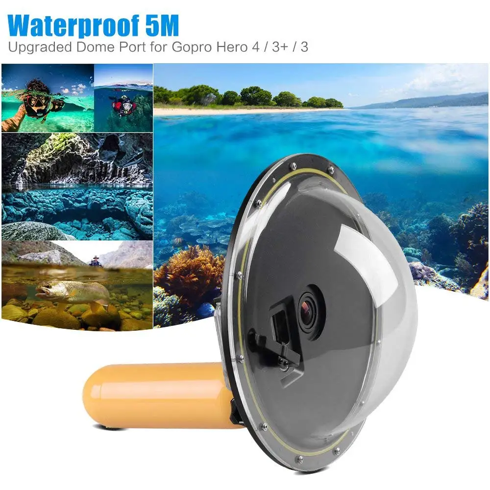 Suptig для Gopro аксессуары " 5 м водонепроницаемый прозрачный акриловый объектив купол порт с плавающей ручкой для GoPro Hero4 3+ 3 Экшн-камеры