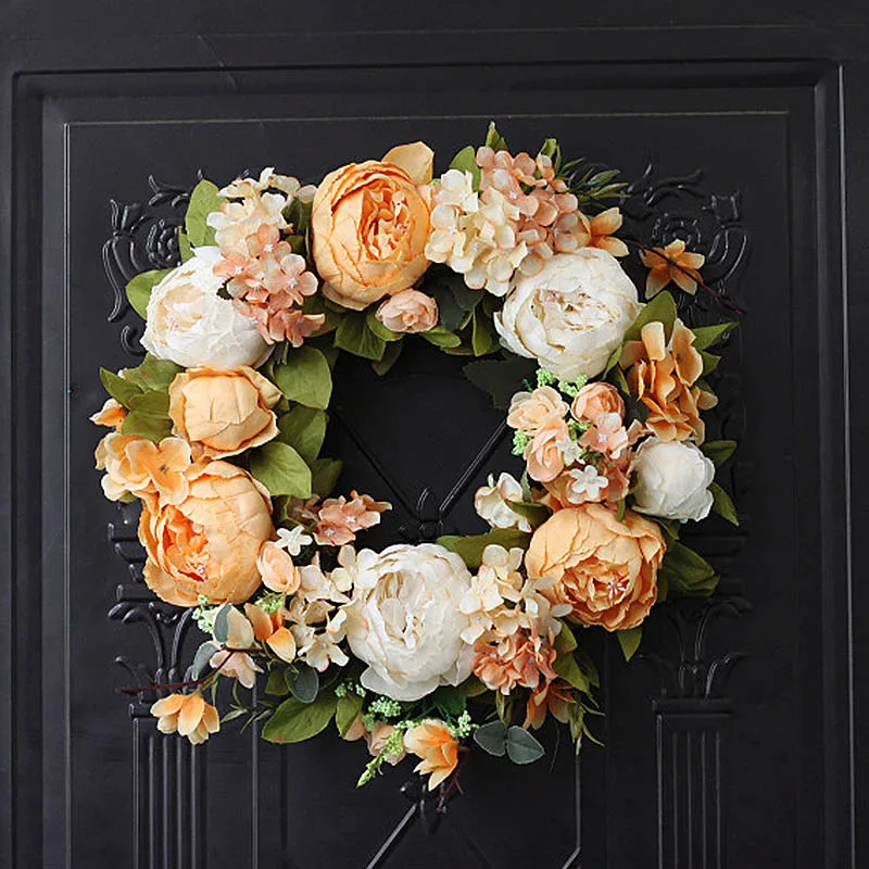 

Artificial Peony Wreath simulation Silk Cloth Fake Flowers Decorative Rattan Home Wedding Door Wall Garland Decoration