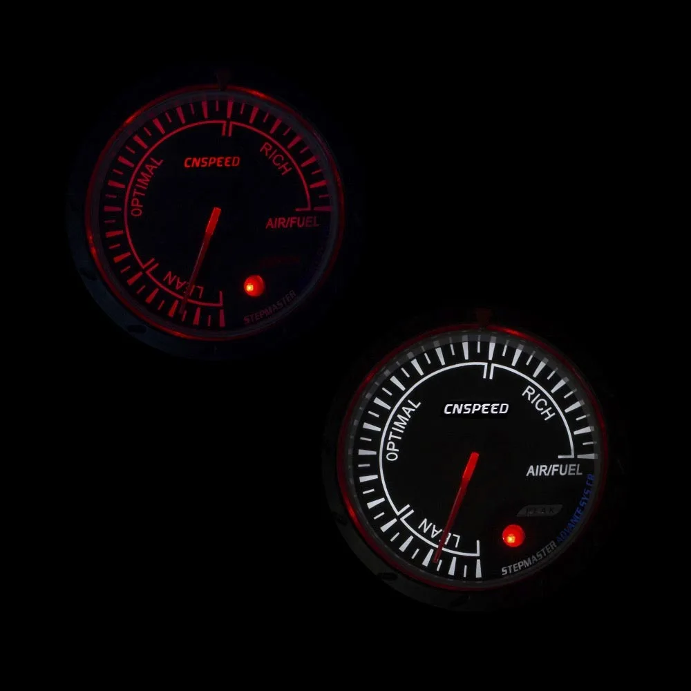 CNSPEED 60 мм Автомобильный датчик соотношения воздушного топлива красный и белый освещение воздушный измеритель соотношения топлива Черный Автомобильный измеритель AFR YC101353