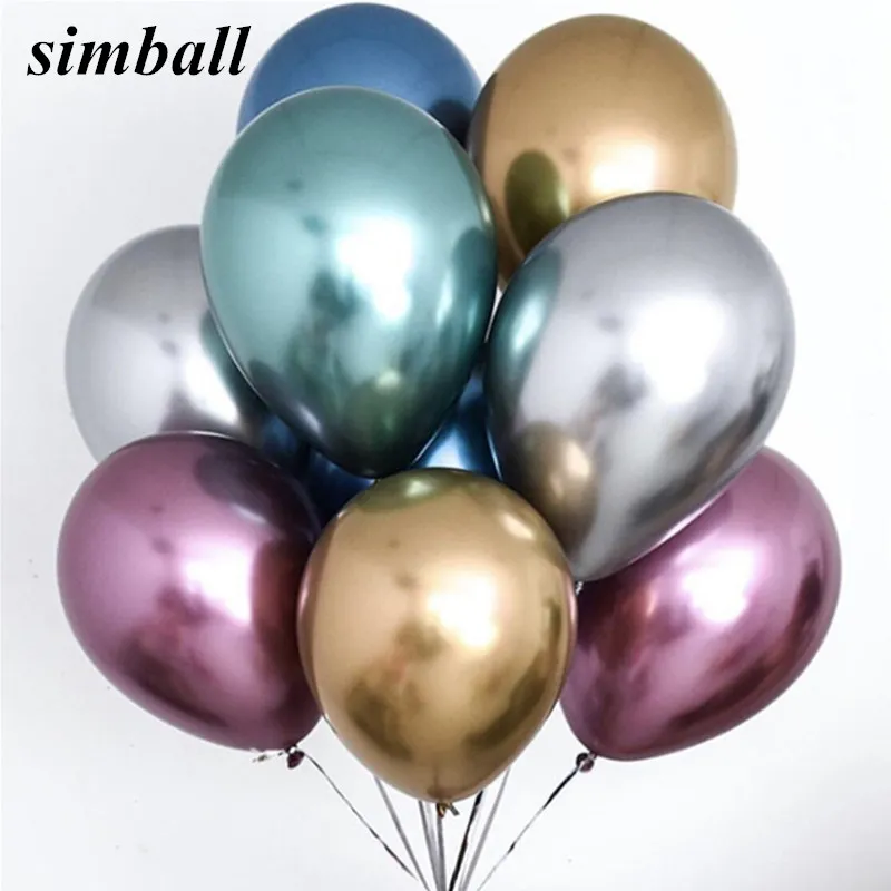 10 piezas 12 unids pulgadas nuevo brillante Metal perla látex Globos gruesos cromados metálicos colores inflables Globos de aire Globos fiesta de cumpleaños decoración
