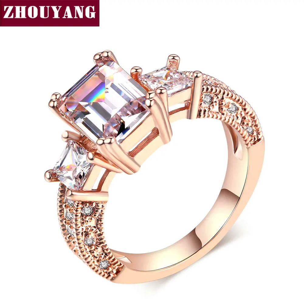 Top Quality ZYR343 Square Cubic Zirconia Wedding Silver Color Ring