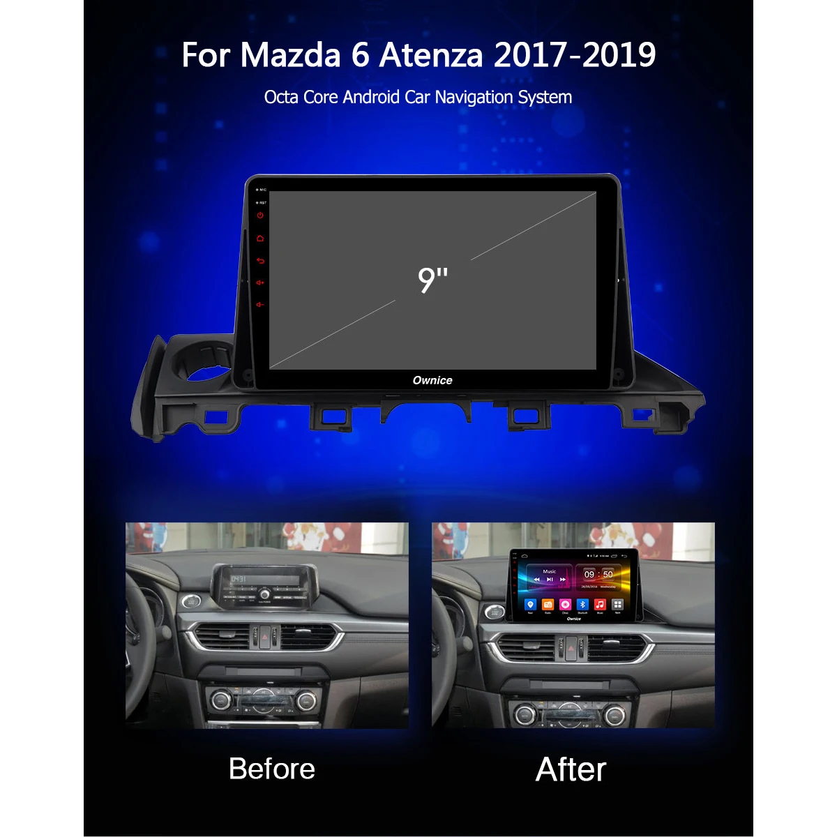 Flash Deal 9"IPS 1Din Android 9.0 8Core 4G+32G DSP CarPlay Car DVD Radio GPS Navigation for Mazda 6 III 3 GJ Atenza Mazda6 2017 2018 2019 1