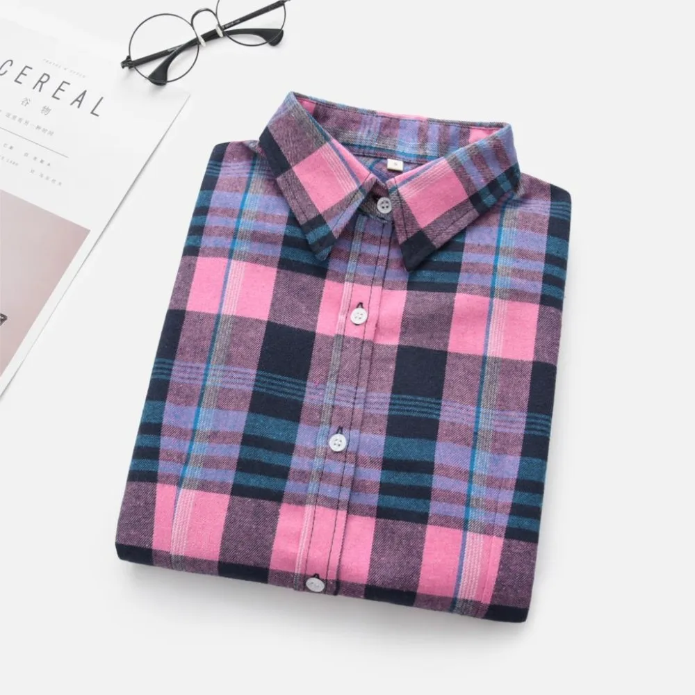 Женская клетчатая рубашка Blusas хлопковая блузка с длинным рукавом новинка 2018