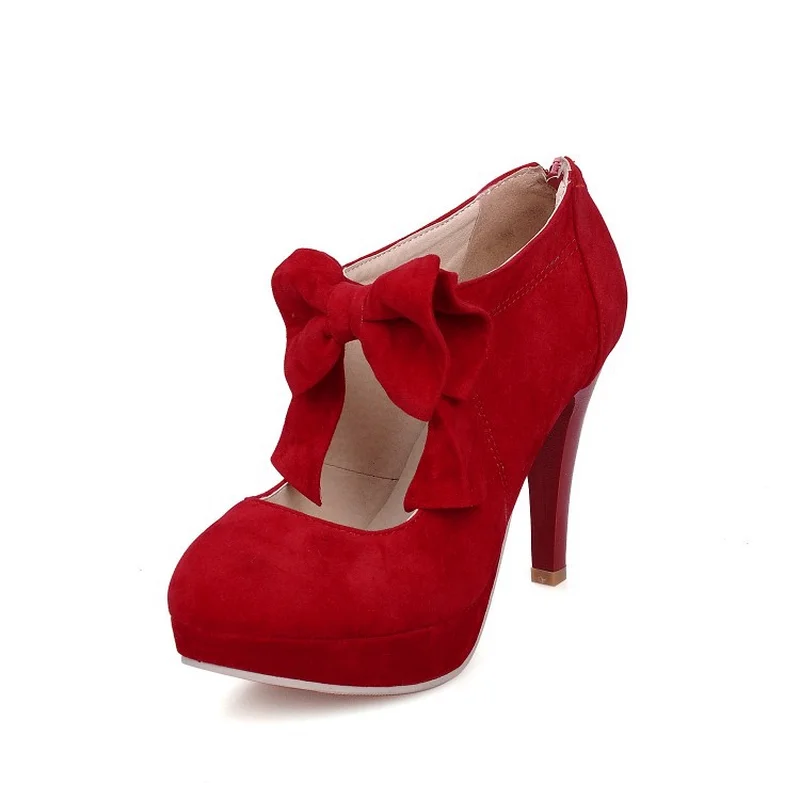 

2019 New Ultra High Heels Pure Color Fine-Heeled Waterproof Platform Low Help Sweet Butterfly Single Shoe