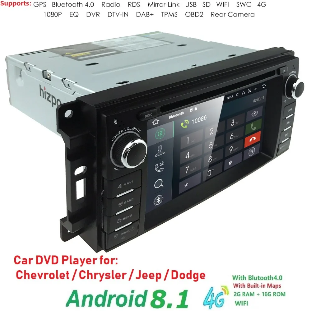1din Car Radio GPS Android 8.1 Car DVD Player For jeep Grand Cherokee