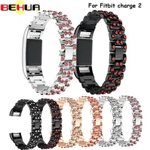 Ремешок и ссылка браслет кристалл Нержавеющая сталь с бриллиантом Смотреть Band Браслет ремень для FitBit Charge 2 часы браслет