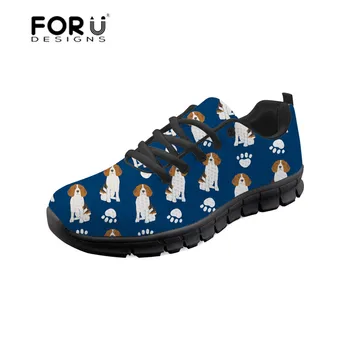 

FORUDESIGNS Women Cause Shoes Cute Beagle Dog Pattern Flats Sneakers for Female Lightweight Platform Ladies Shoes Mesh Girls