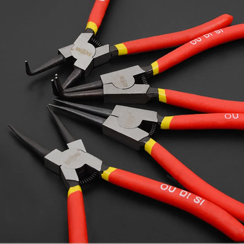 

free ship news 7 inch Professional circlip pliers kit straight snap ring pliers 90 degree bent circlip nipper DIY hand tools