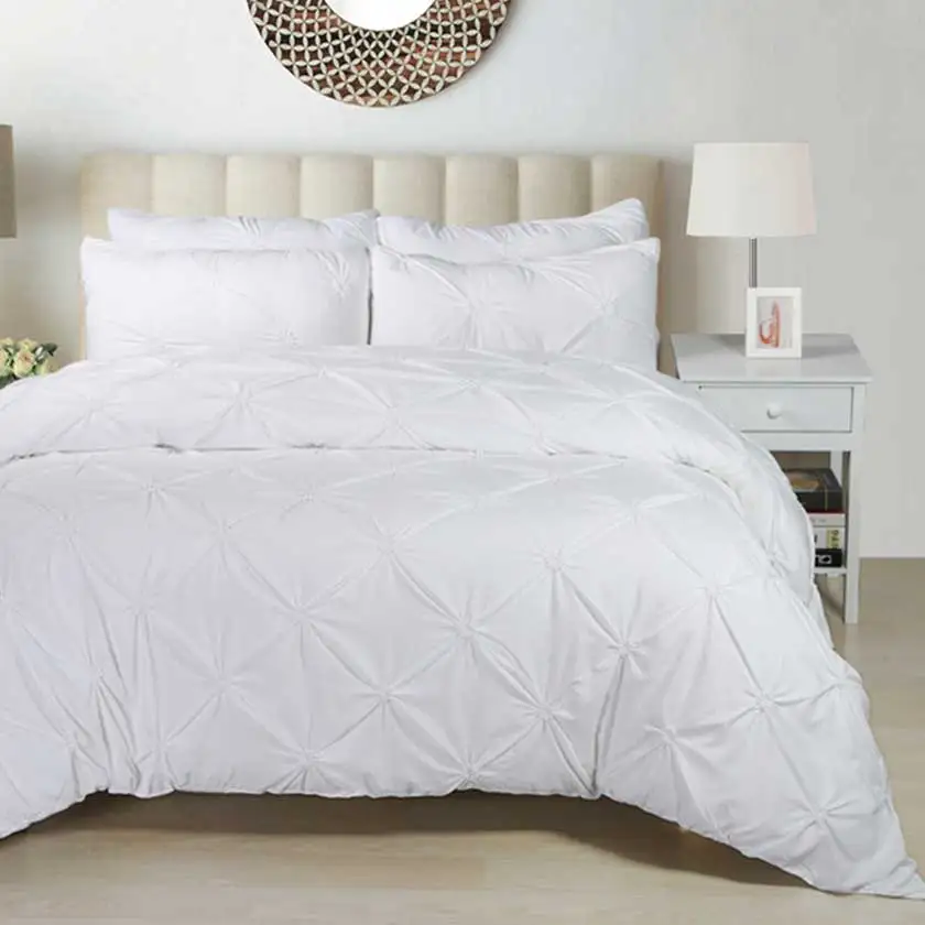 Cilected Solid Grey/White Duvet Cover Set with Pillow Cases 2/3pcs