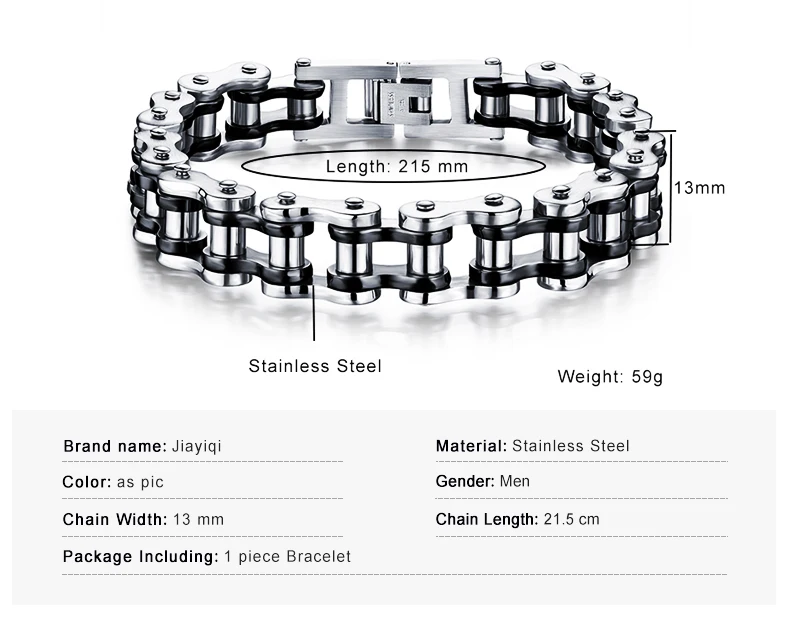 Jiayiqi крутые Панк мужские байкерские велосипедные мотоциклетные цепи мужские браслеты и браслеты модные 3 цвета 316L ювелирные изделия из нержавеющей стали
