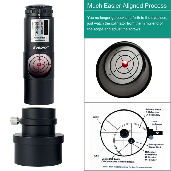 Adaptador de Telescópio Nível de Brilho 7 de Colimação do Laser Svbony Telescópio Colimador Refletor Newtoniano Sca F9123a 1.25 2 10 High Quality Ferramenta