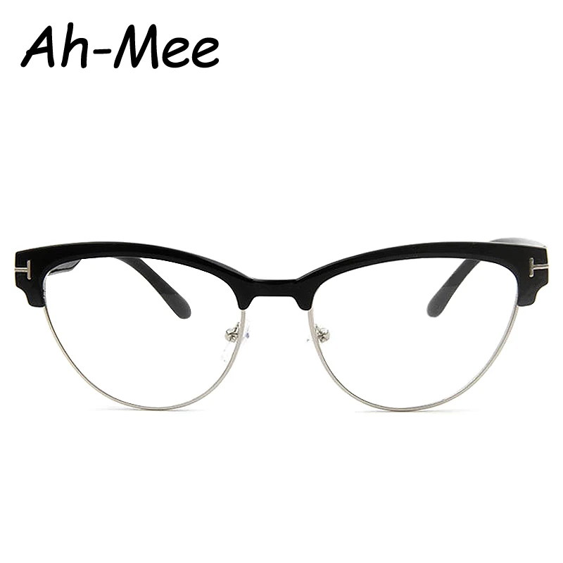 Vintage Eyewear Women Brand Designer Cat Eye Nerd Glasses Fashion Eyeglasses Frames Classic Half Frame Elegant