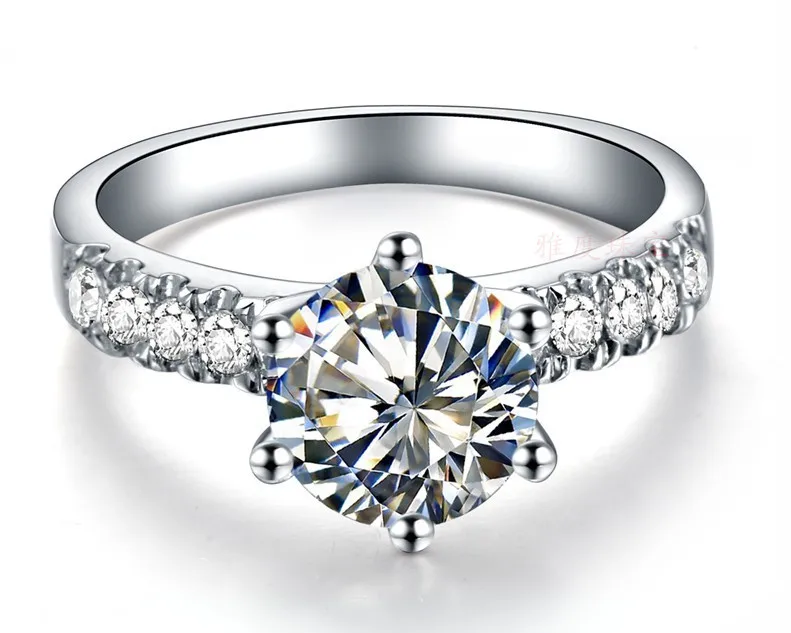

2 Carat Solid 585 Gold Six Prongs Round Chic Diamond Women Wedding Ring Fabulous 585 Wedding Jewelry For Women