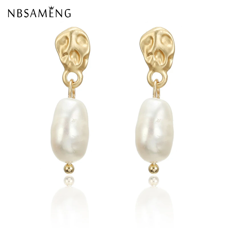 

New Trendy ZA Korean Vintage Drop Earrings Geometric Simulated Pearl Elegant Beaded Dangle Earrings For Women Fashion Jewelry