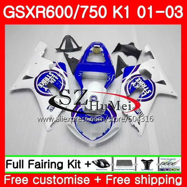Корпус для SUZUKI GSX-R600 GSXR 600 750 01 03 GSX-R750 29SH6 K1 GSXR750 01 02 03 GSXR600 2001 2002 2003 обтекатель Лаки Страйк - Цвет: No.  1