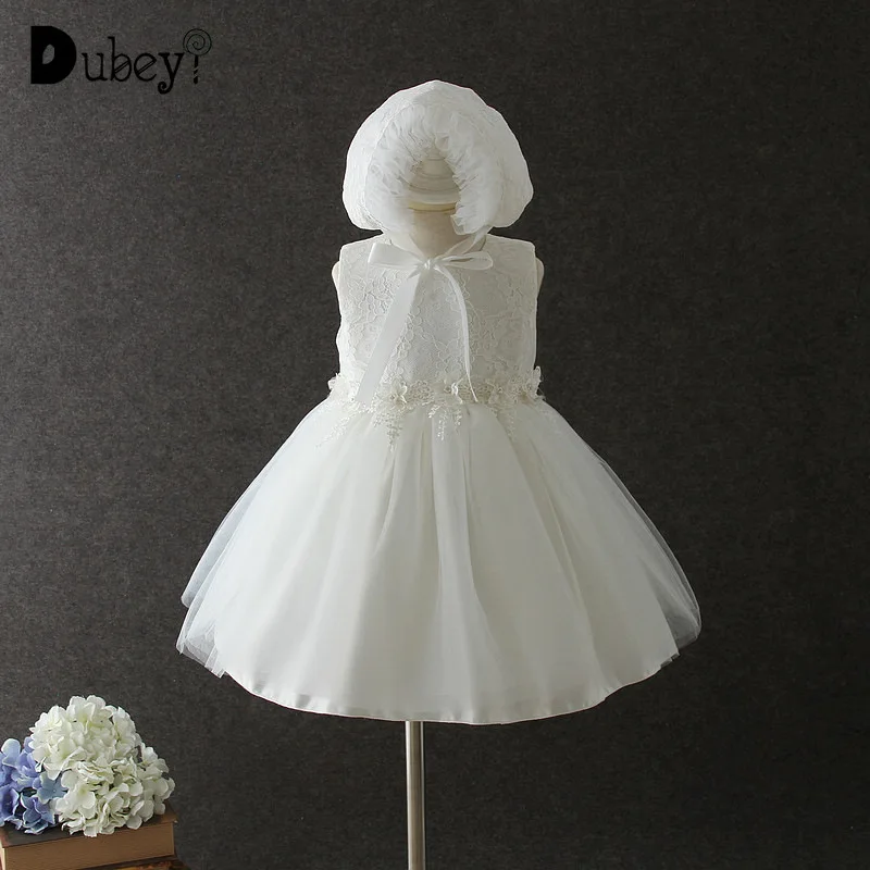 

Infant Baptism Princess Dresses and Hats Two Pieces for Baby Girl First Birthday Party New Born Baby Girl Dresses