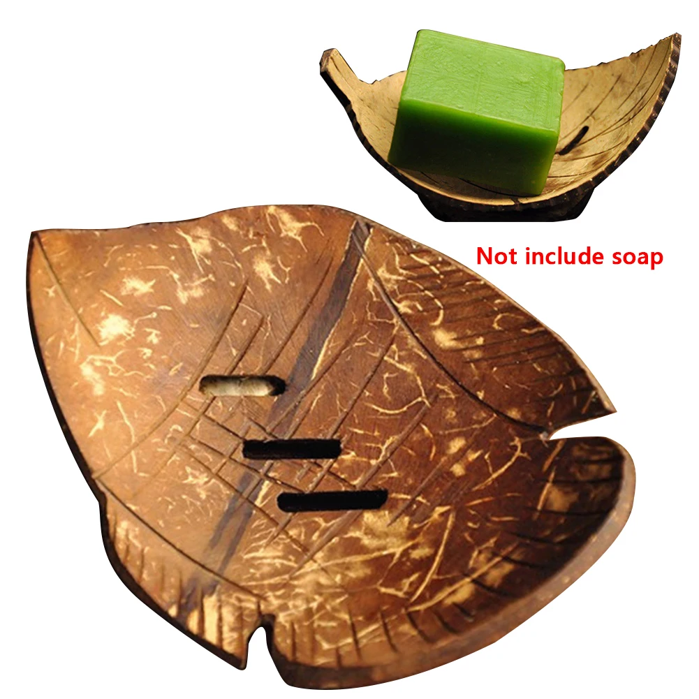 الحاويات اكسسوارات صندوق حامل الصابون طبق لا الحفر المنزل اليدوية الحمام تخزين قابلة لإعادة الاستخدام خشبية أوراق على شكل رف
