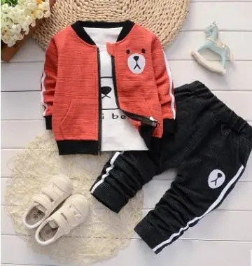 

Fashion Children's Set 2019 Spring Autumn New Cartoon Zipper Kids Clothes 3Pcs Set Baby Boy Clothes for 0-4 Years Old QHQ038