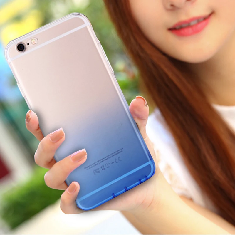 Ультра Данн telefoon чехол для iPhone 8 плюс transparante Kleurverloop Ontwerp ТПУ силиконовый Soft shell