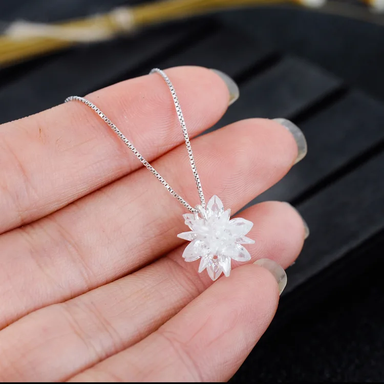 Снежинка CZ камень ожерелья и подвески белый посеребренный Мода цепи кубического циркония ювелирные изделия Длинные ожерелья для женщин