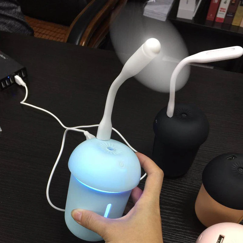 

Rechargable Humidifier mushroom lamp multi -function diffuser office air mini USB Fan LED night light humidifier